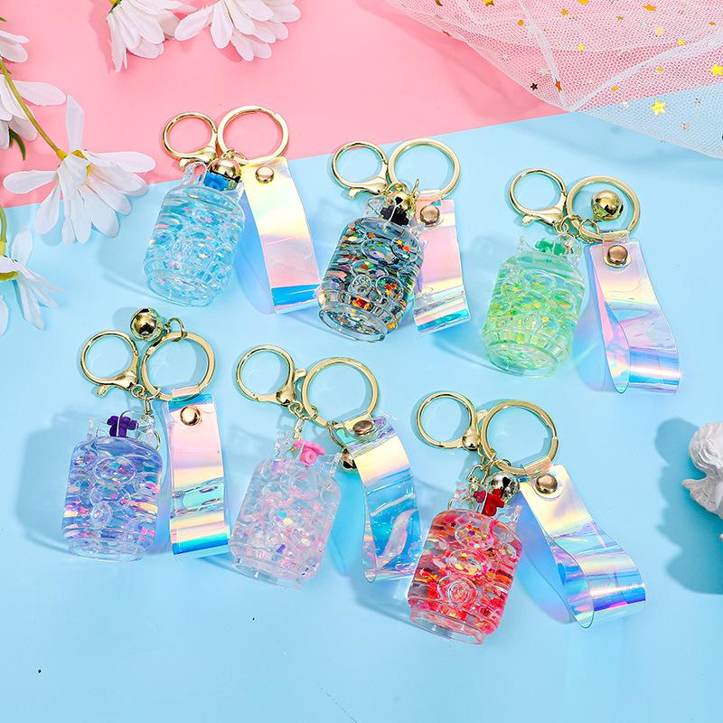 Luminous Acrylic Gas Tank Quicksand Keychain Pendant - Small Gift Decoration
