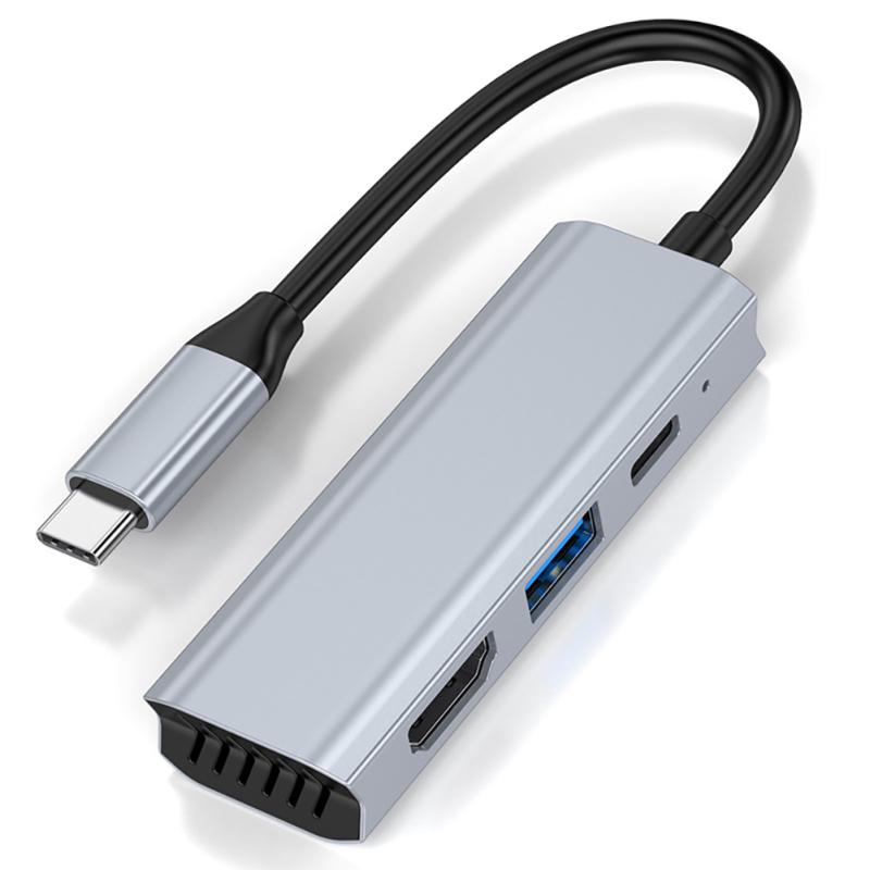 

Адаптер концентратора USB C, 3-портовый адаптер концентратора USB C, многопортовый мультимедийный интерфейс 4K HD, ключ для