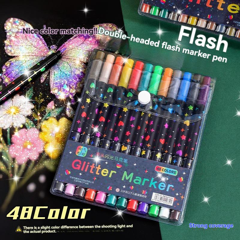 12-96 Kleuren Glitter Kunst Markers Metallic Verf Marker Pennen Doe-het-zelf Knutselen Verjaardagskaarten, Posters Maken, Album