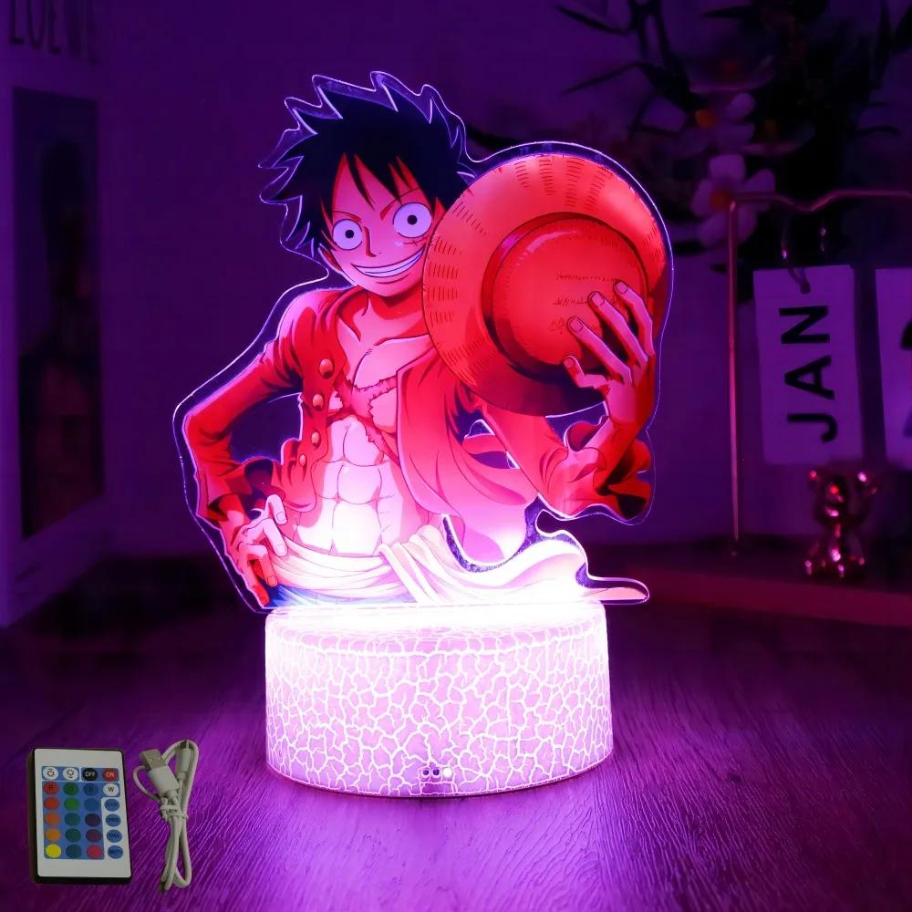 Actionfigur One Piece Luffy Zoro Anime Figuren 3D Lampe PVC Action Sammlermodell Spielzeug LED Nachtlicht Kinder Weihnachtsgeschenk