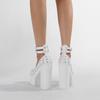 Gdgydh Scarpe con Tacco Alto Borchiate Piattaforma per Donna Cinturino alla Caviglia con Fibbia Borchiata Tacco Chunky Scarpe Bianche da Cerimonia