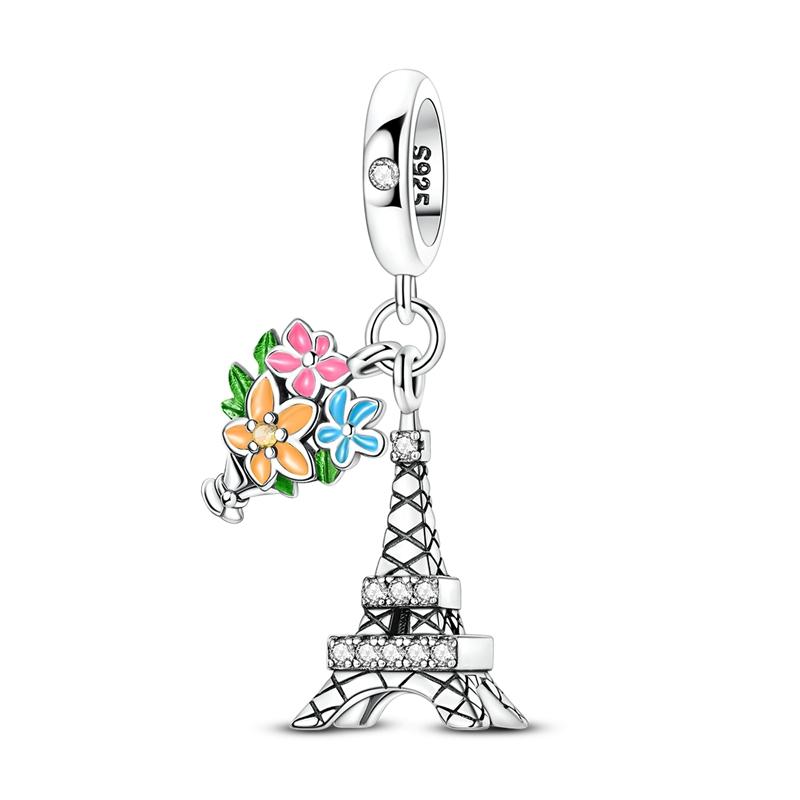 Original Copper Charms Paris Eiffel Tower Charms Bead Pendant Fit Bracelets Bangle Necklaces Women Diy Jewelry Gift