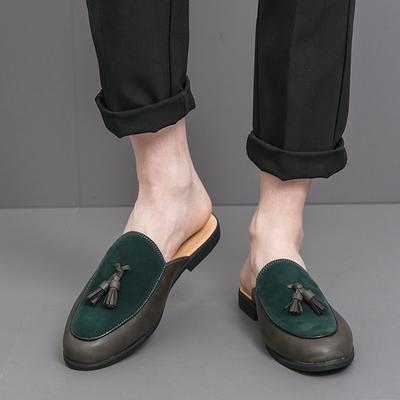 New Trendy Men's Half Slippers and Leather Shoes Loafers Gentleman Outdoor Party Walking Slipper Slip On Shoes Men Summer