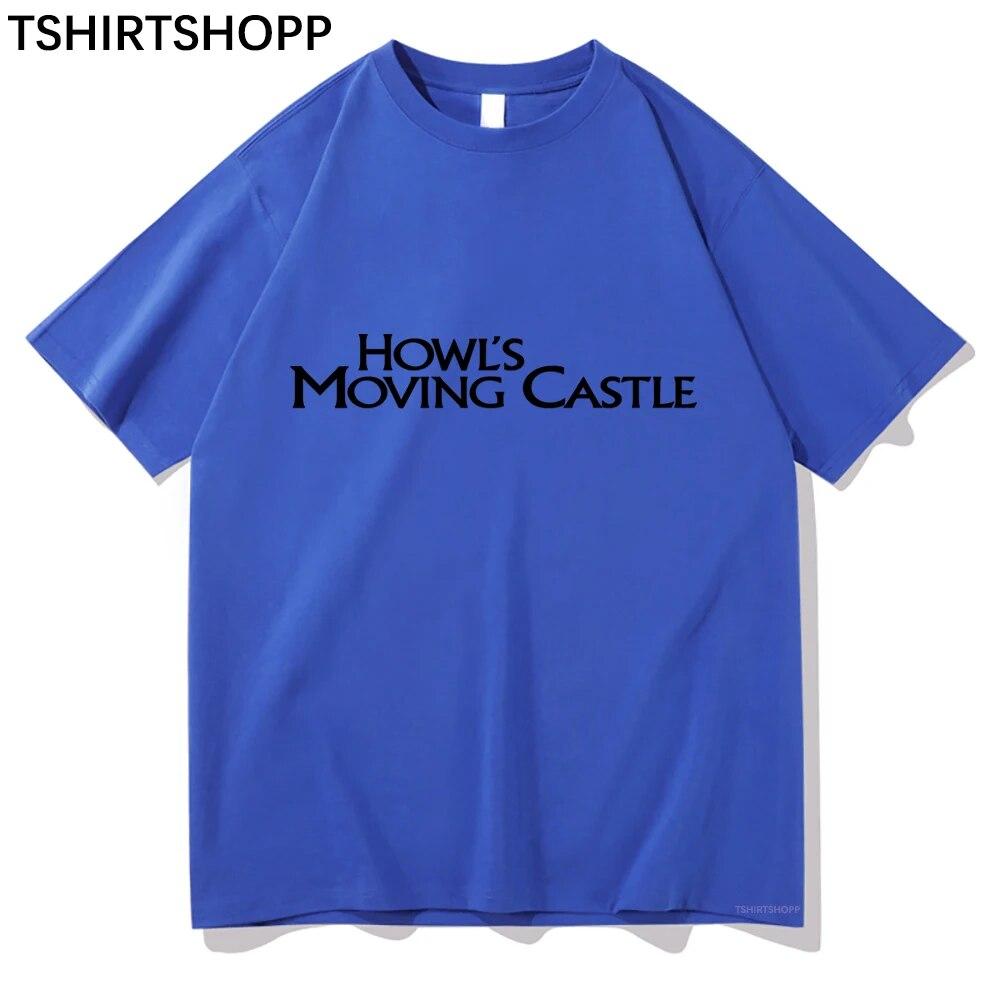 Anime Howl's Moving Castle Tişört Estetik Kadın Giysileri Yaz Sokak Giyim Tişörtü Kawaii Unisexga Tişörtler Unisex Pamuklu Üstler