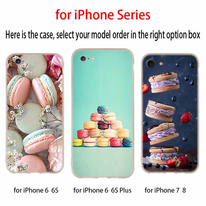 Macarons Cake Soft Silicone Case For iPhone 13 11 12 Pro X XS Max XR 6 6S 7 8 Plus SE Mini Cover