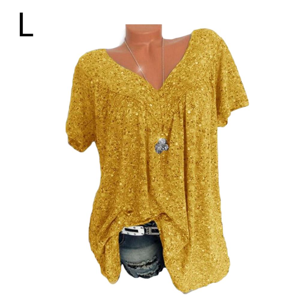 Women T-shirt V Neck Short Sleeve Top Printed Casual Summer T Shirt