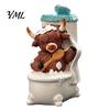 Charming Tabletop Ornament Highland Cow Bathroom Figurine, Resin Scottish Calf Bathing Statue, Funny Gifts Farmhouse Animal for Home Office
