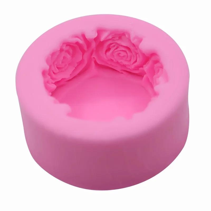3D Rund Rose Blomster Form Silikon Såpeform DIY Håndlagde Såpeformer Såpelaging Fondant Kake Lysformer Håndverksdekorasjon