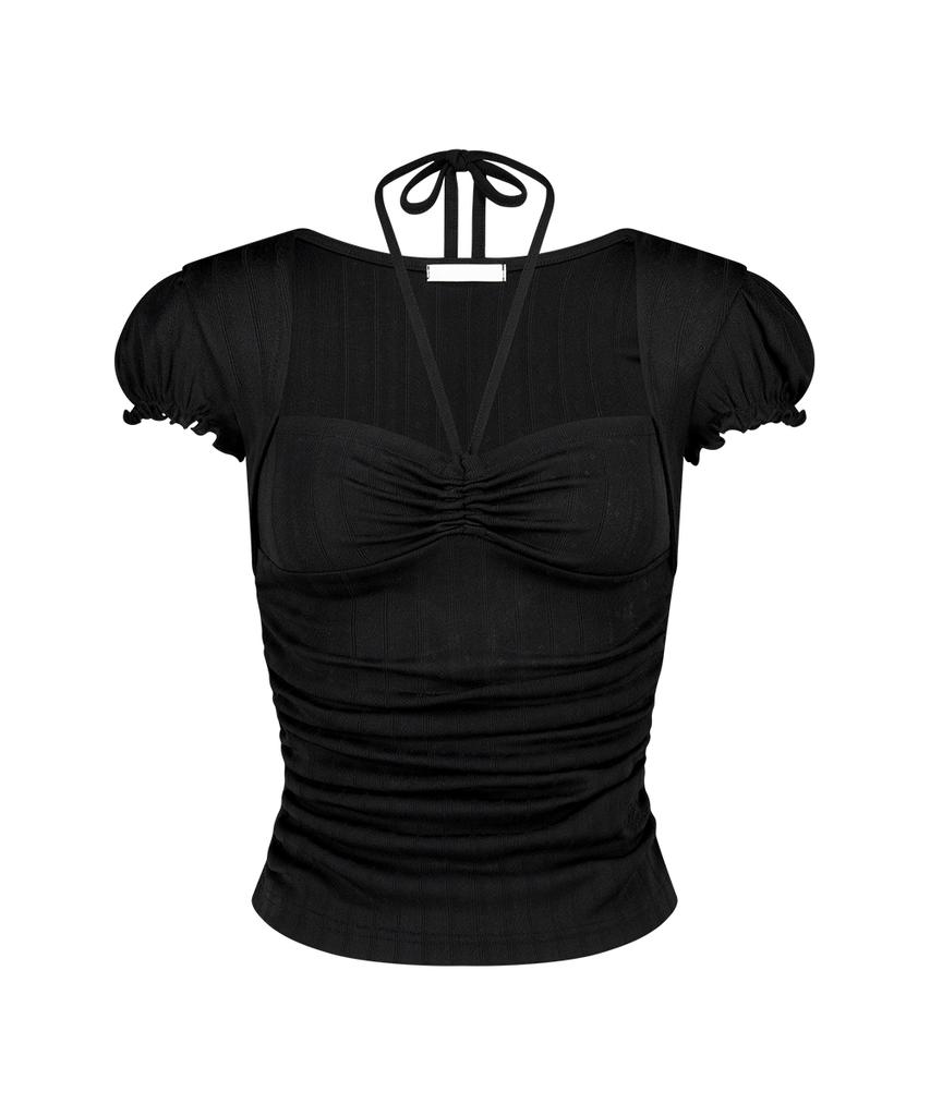 ILLIGO Shirred Halter Top Black