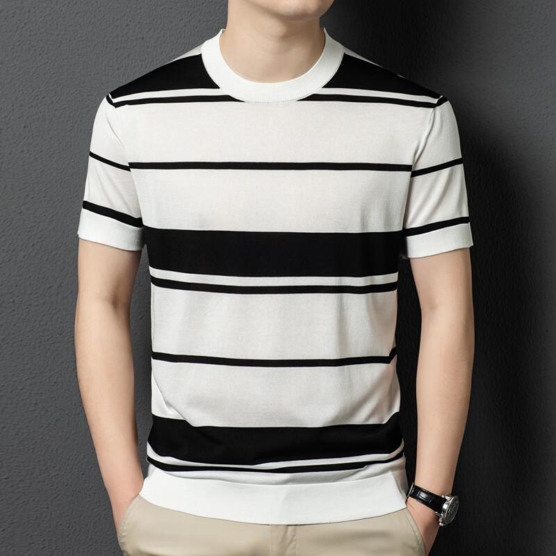 Men s Summer Wide Stripe Breathable Polo T-Shirt 170/M