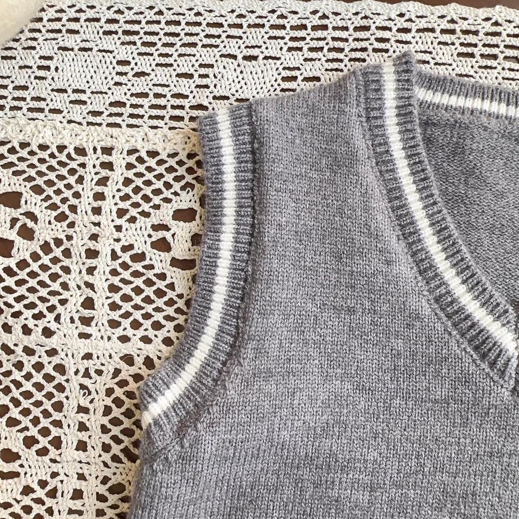 Girls' College Style Sweater Vest & Skirt Set with Tie for Autumn and Spring