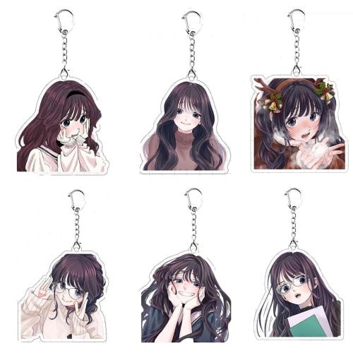 

HESHI Fragrant Flowers Bloom Boldly Acrylic Keychain Set featuring Kaoruko Waguri. 6-Piece Set. Moe Merchandise, Lightweight Anime Pendant, Bag Hang