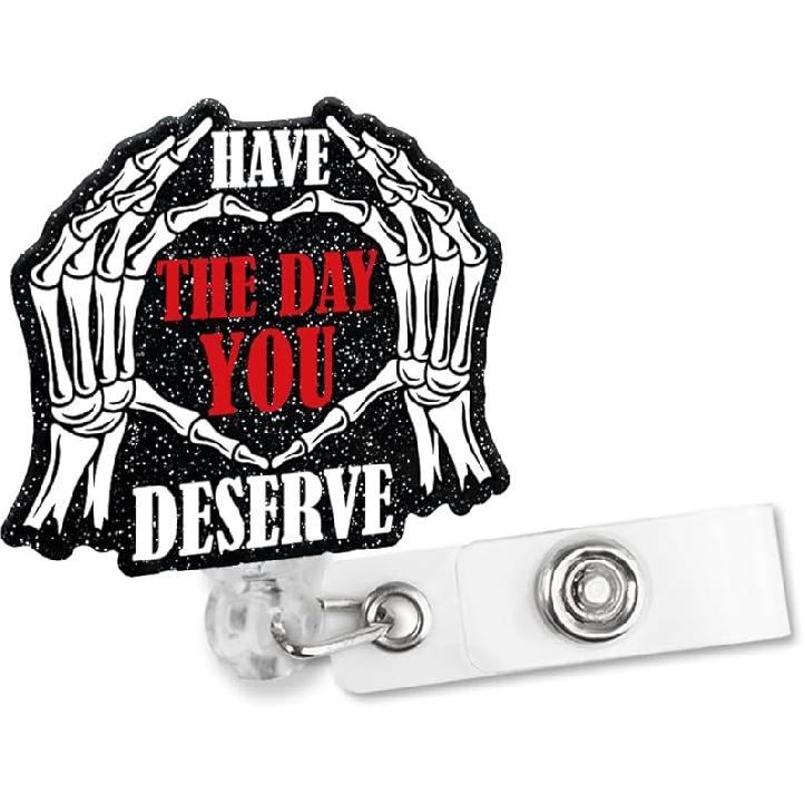 Radiology You Pose We Expose Retractable Glitter Badge Reel with Alligator Clip, Funny Skeleton Hand Badge Holder Gift for Radiology Orthopedic X-Ray Pyx114