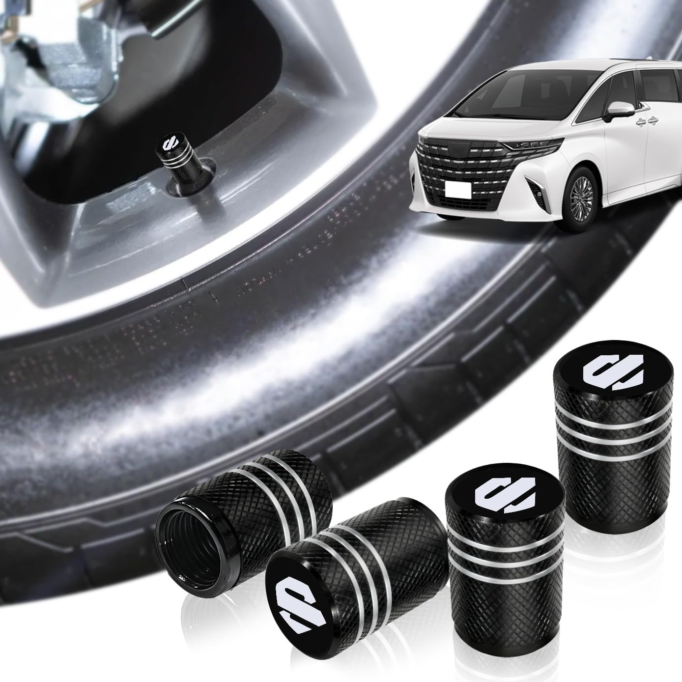 HUDIY Alphard 40 Series Air Valve Cap, Made of Aluminum Alphard чёрный