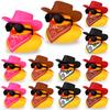 12 Stuks Westerse Cowboy Eenden Met Hoed Sjaal En Zonnebril Mini Rubberen Eend Auto Ornamenten Grappige Dashboard Decoratie Kleine Eenden