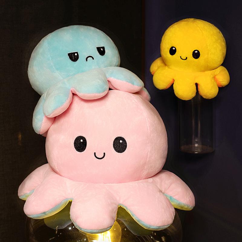 Double-Sided Flip Octopus Creative Plush Toy PP Cotton Super Soft Plush 31-50cm Height Adorable Expression Cross-Border Flipping
