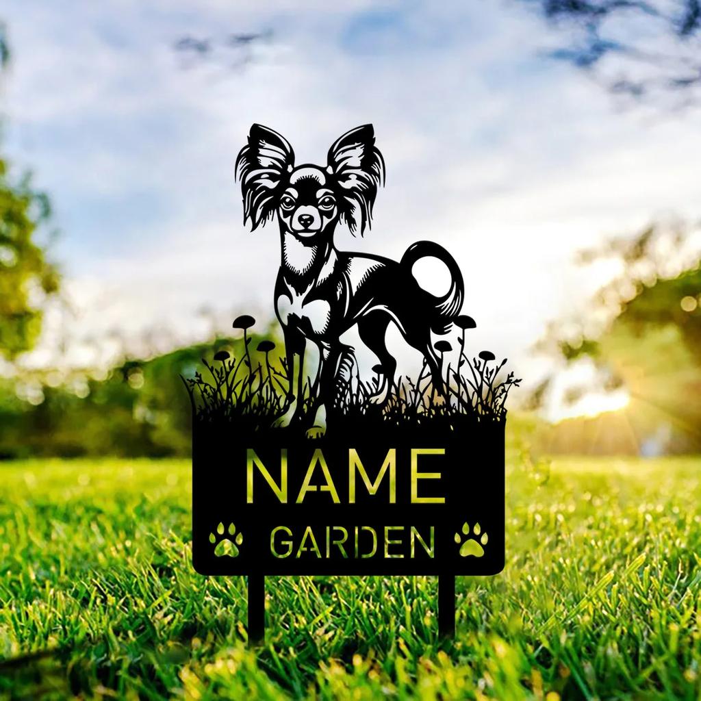 Custom Russian Toy Dog Metal Memorial Garden Stake Personalized Grave Marker Name Sign Remembrance Gift