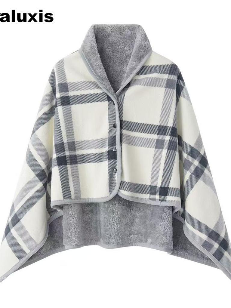 Multifunctional Shawl Blanket: Thickened Poncho for Office Napping, Leg Covering, Sofa Throw