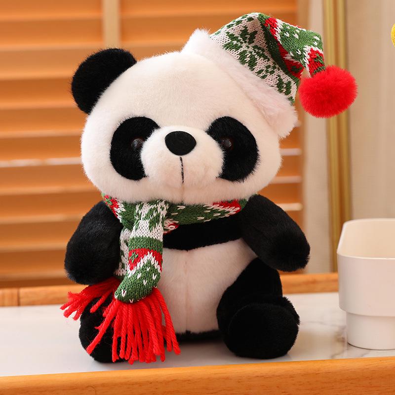 Cute Christmas Panda Plush Doll: Big Panda Hug Pillow Mascot