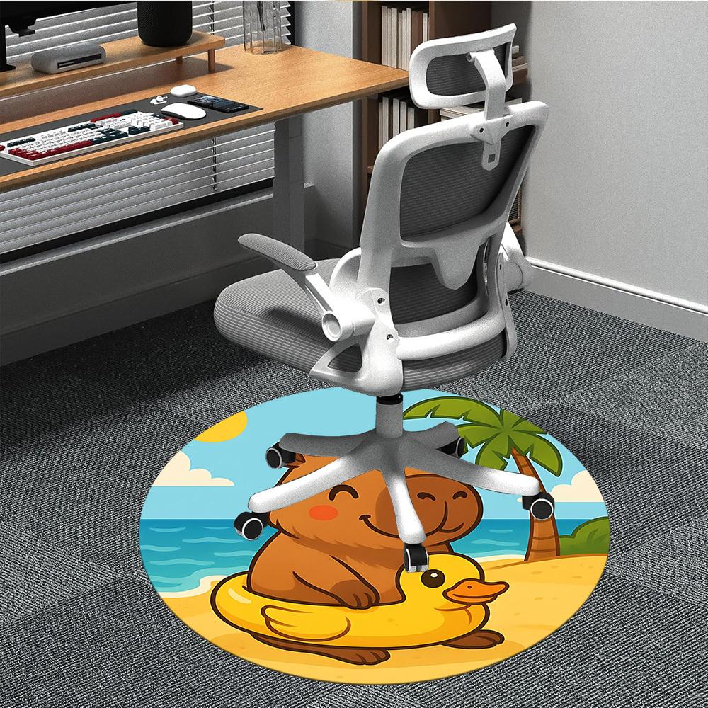 

1pc Beach Capybara Chair Carpet for Office, Non-slip, Soft and Durable Leisure Rug, Perfect for Office, Living Room yy251103131 80cm by 80cm