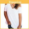 Elegant Women Cold Shoulder Loose Tops Criss Cross Short Sleeve T-shirt Blouse