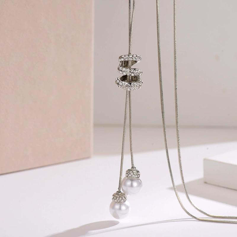 New Classic Simple Pearl Spiral Pendant Long Necklace Tassel Sweater Chain For Women Exquisite Jewelry Accessories Gifts