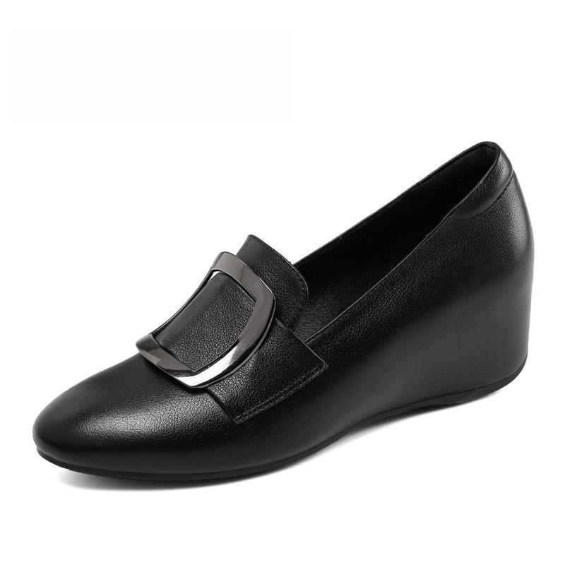 

2025 Spring and Autumn White Women s Shoes Middle Heel Leather Light Mouth Bevel Heel Single Shoes Women s Inner Increase Middle-aged Flat Bottom 40