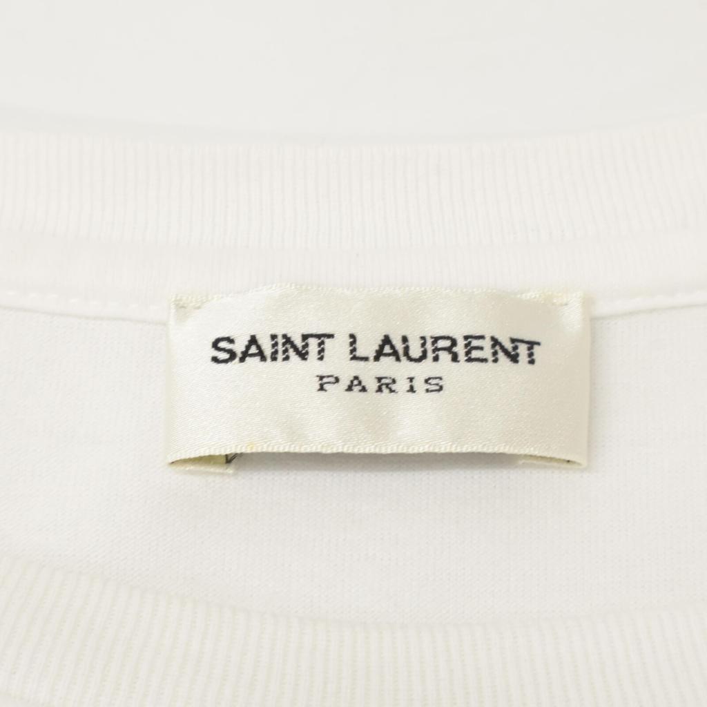 SAINT LAURENT PARIS 2017 464572 White Cotton Logo T-Shirt tops XS whiteUsed
