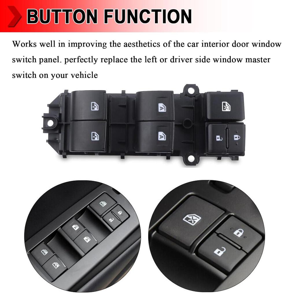 84820-0E020 Front Left Driver Side Power Window Master Control Switch Button Fit for Toyota Tacoma 2016-2021, Highlander 2014-2019