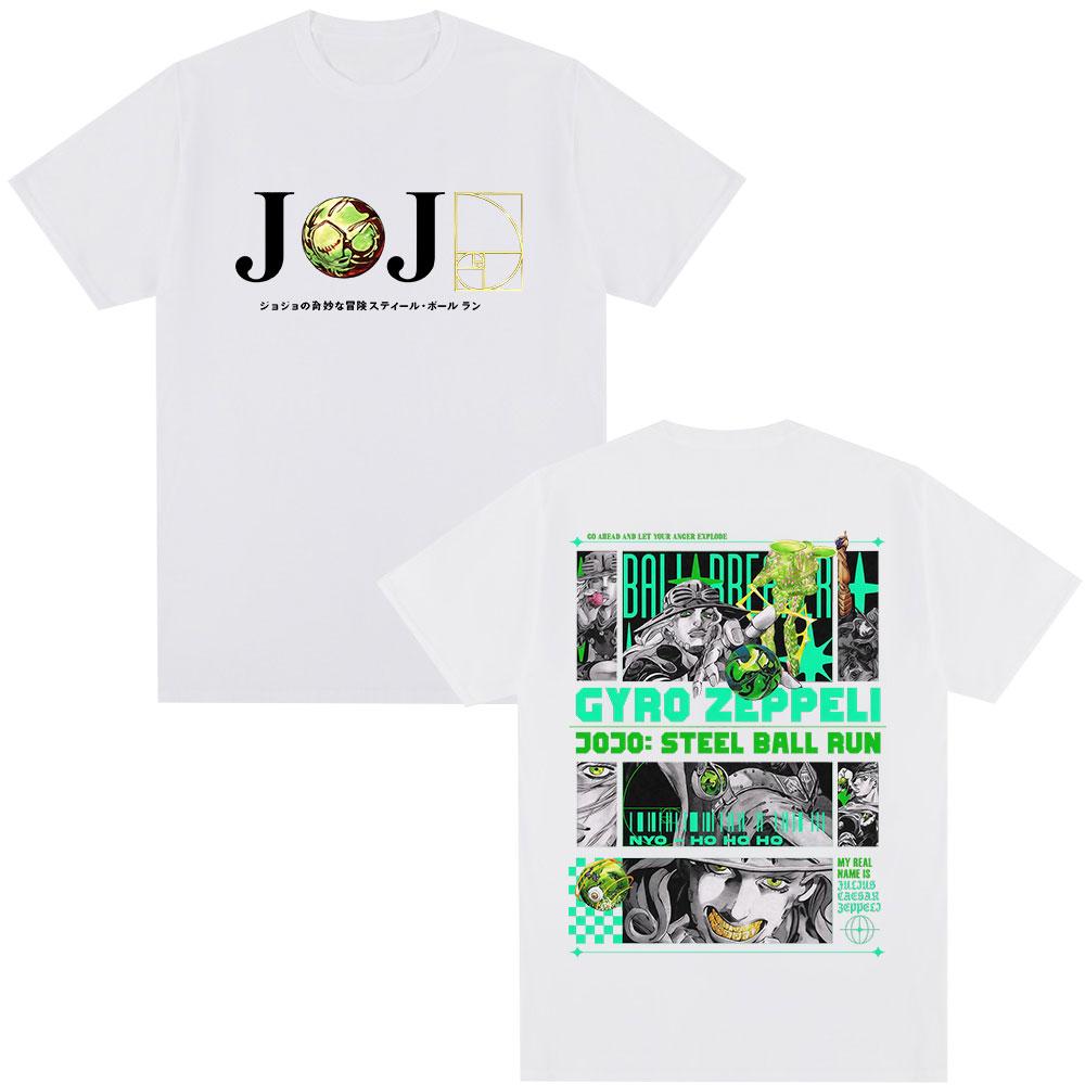 Anime JoJo Bizarre Adventure STEEL BALL RUN Gyro Zeppeli T Shirts Unisex Casual Harajuku Cotton Short Sleeves Tshirt Streetwear