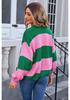 2026 Autumn/Winter Women’s Plus Size Color Block Knit Cardigan Sweater