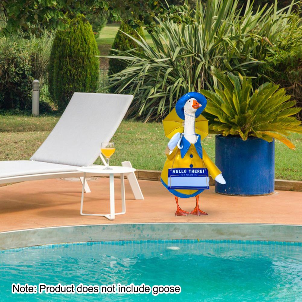 Porch Goose Raincoat Costume Decorative Lawn Goose Statue Clothes Funny Raincoat and Hat Costume for Holiday Garden Lawn