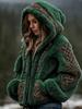 Damen Schneeflocke 3D-Druck Flanell Reißverschluss Kapuzenjacke Winter Warm Fleece Hoodie Lässiger Langarmmantel S-5XL