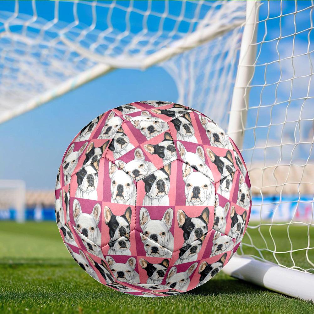 French Bulldog Size 5 Soccer Balls, Anti-Slip, Protective Football, Outdoor Sport, Practice Games, Birthdays Gift Suitable for Fan