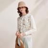 Women's Retro Floral Mulberry Silk Knit Cardigan