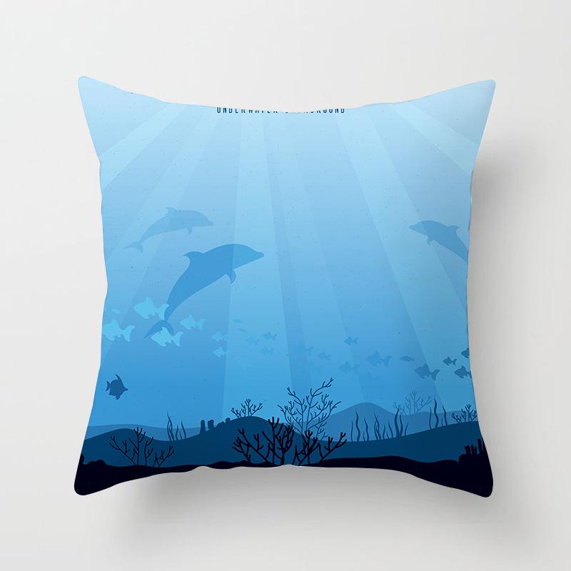 Ins Home Supplies Hand-painted Ocean Car Pillow Office Cushion Cover