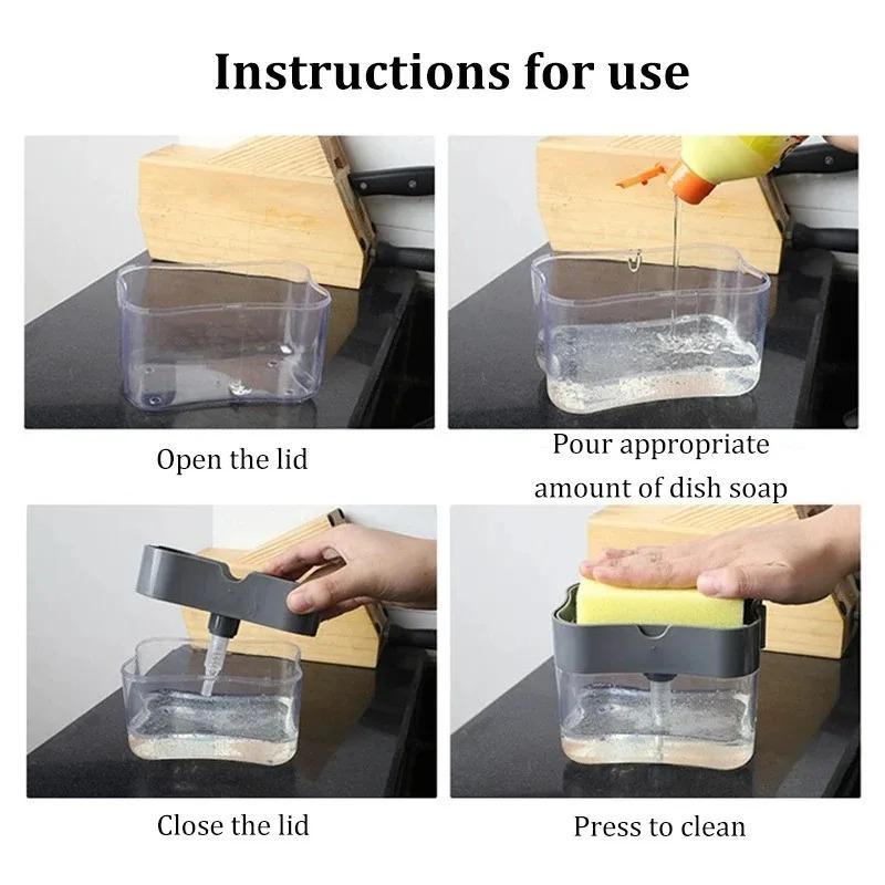 Kitchen Detergent Press Portable Soap Dispenser Clean Cloth Dishwashing Pot Soap Dispenser Cleaning Tool
