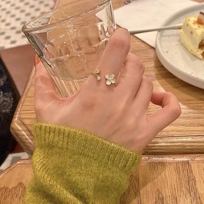 Gentle Temperament Flower Ring Female Tide Cool Babes Student High Value Internet Celebrity Adjustable Ring