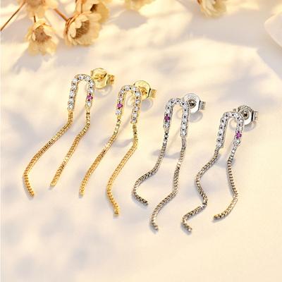 Nische High-End Super Glitzernde Lange Halbrunde Quastenohrringe Leichter Luxus Temperament Modische Ohrringe