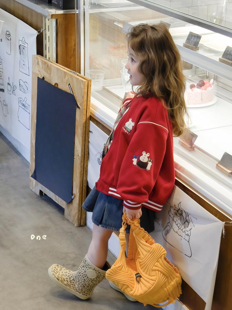 Giacca da baseball stile college autunnale 2025 per bambini piccoli - Cardigan moda per bambine