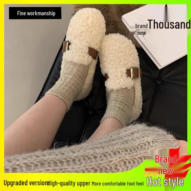 Dámské sametové mokasíny slip-on s kožešinou v korejském stylu - Nové 2025 Jemný vílí styl