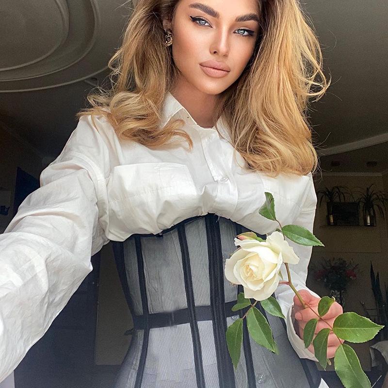 Women's European & American Mesh Lace-up Slimming Corset Vest