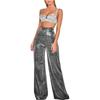 Women's Personalized Street High Waist Hot Silver Wide Leg Pants