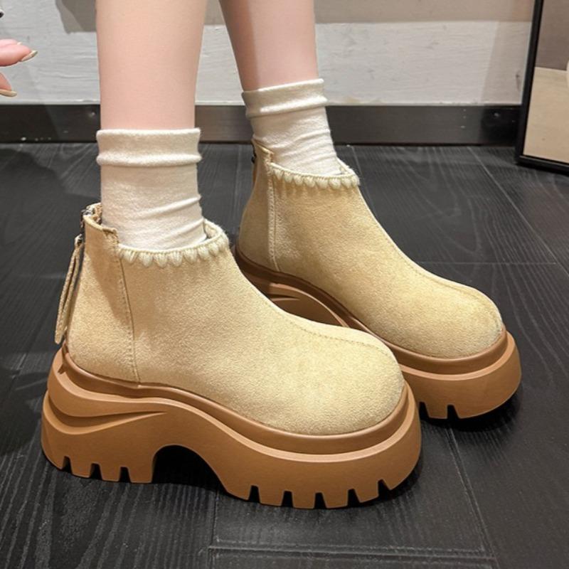 

Модные полусапожки на среднем каблуке женские ботильоны на платформе 2025 новый дизайнерский замшевый обувь модные элегантные короткие сапоги удобные платья zapatos mujer 40 покинуть белый