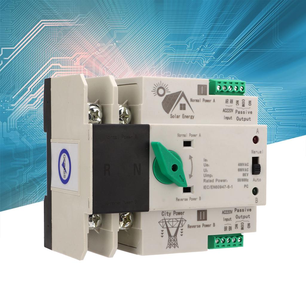 Dual Power Automatic Transfer 2P Millisecond Circuit Fast Controller PV Type AC220V