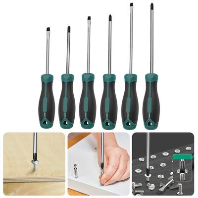 Schraubendreher mit magnetischer Spitze, 6 mm, Kreuzschlitz/flach, professioneller gepolsterter Griff für mechanische Reparaturprojekte zu Hause