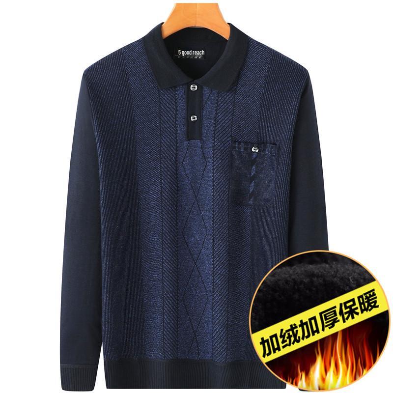 Men's Plus Velvet Sweater for Winter - Warm Knitwear for Middle-Aged and Elderly