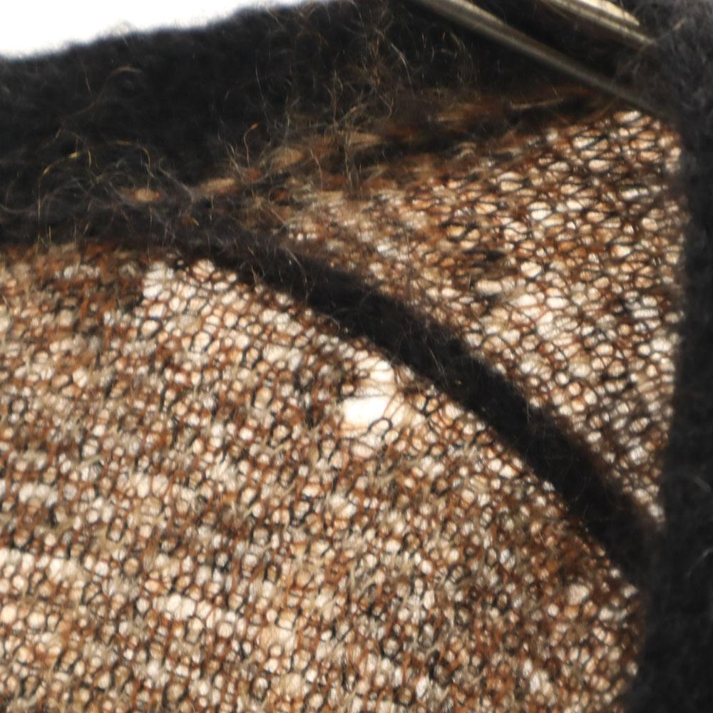 Celine Italian Mohair Blend Leopard Pattern Long Sleeve Cardigan S Brown Men's Used