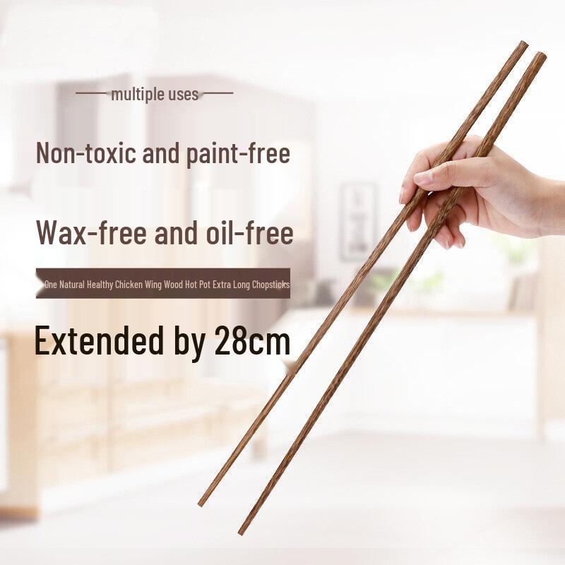 Red Sandalwood High-Temperature-Resistant Long Chopsticks for Hot Pot and Noodle Serving