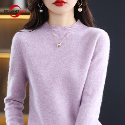 Women Sweater 100% Merino Wool Winter Knitted Pullover Autumn Jumper Female Knit Tops Long Sleeve
